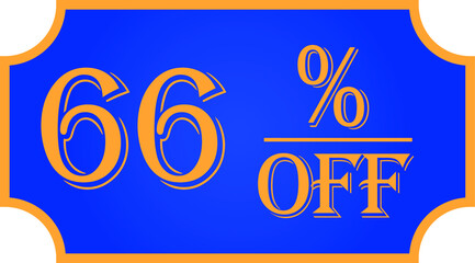 66 percent off- blue. Promotional discount label for promotions and discount offers.