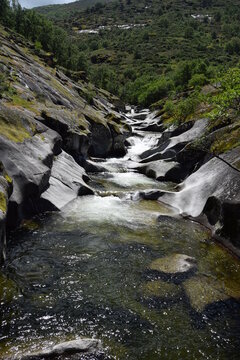 Waterfalls in the gorge of the infieronos in the jerte natural park