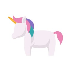 Colorful unicorn icon flat isolated vector