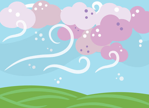 cute wIndy day landscape. vector for background