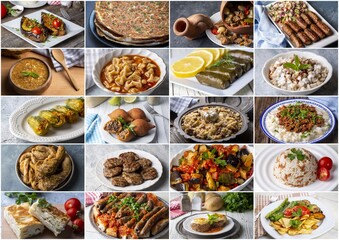 Traditional delicious Turkish foods collage