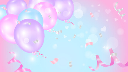 Festive background, banner with balloons.