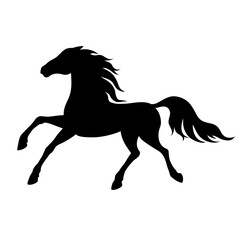 Fototapeta na wymiar Silhouette of a running horse.