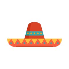 Mexican sombrero hat icon flat isolated vector