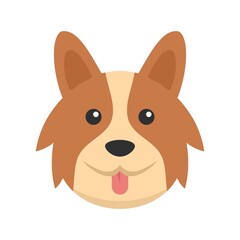 Cute corgi dog icon flat isolated vector