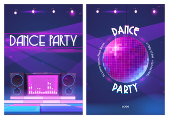 Dance Party Flyers With Disco Ball DJ Music Console