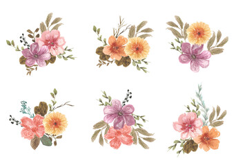 vintage floral wtercolor brunches colecction