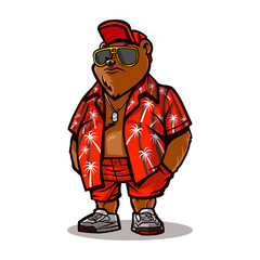 Fototapeta premium Bear with summer vibe cartoon