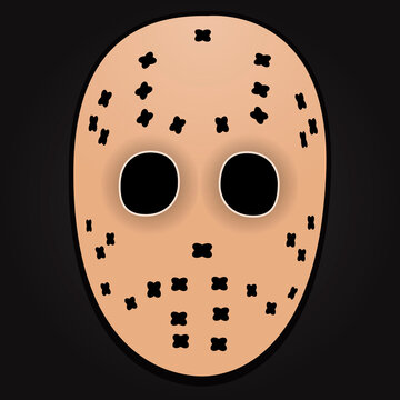 Hockey mask. Vector simple mask on black background.