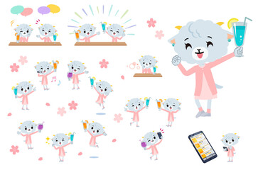 ドリンクパーティーに関するひつじの女の子のセット