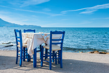 Greek tavern in Kissamos town. Crete, Greece