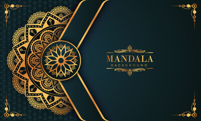 Luxury mandala background with golden arabesque pattern Arabic Islamic east style. Decorative mandala for print, poster, cover, brochure, flyer, banner, and your desired ideas. Mandala for Henna.