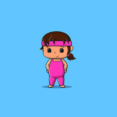 cute girl ready to training yoga vector icon illustration