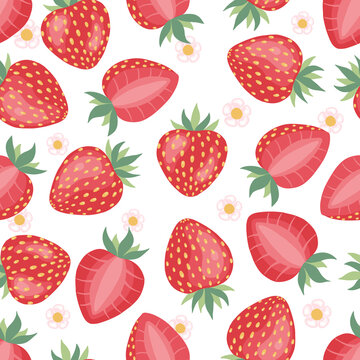 Strawberries seamless pattern background. Strawberry pattern. Vector background.