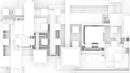 Massive and complex 3d geometric block interior architect white background.3d illustration and rendering.