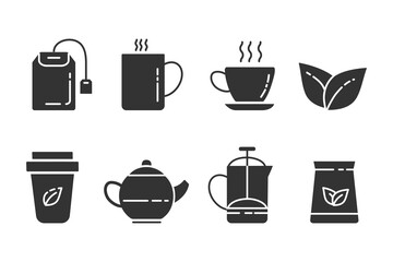 Tea icons set. Website design concept. Vector illustration in a flat style.
