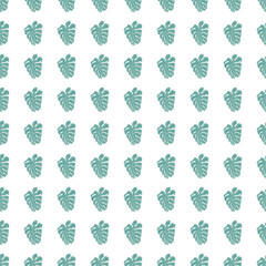 Geometric seamless pattern with monstera leaves. Tropical leaves wallpaper.
