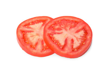 Slices of ripe tomato isolated on white