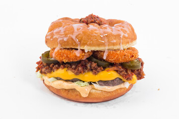 Donut burger on white background
