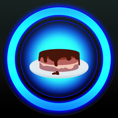 Food icon on blue and black button vector illustration in black background for food choice maschine or web buttons collection banner