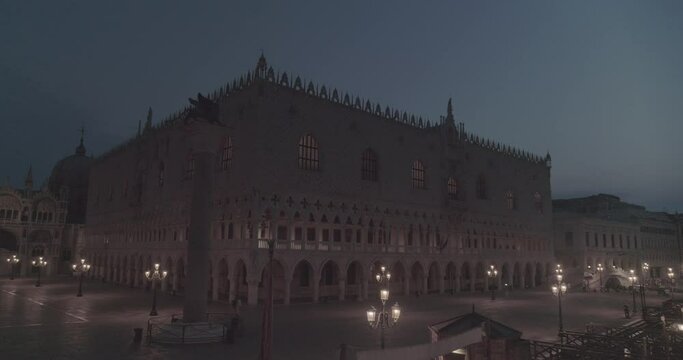 Aerial footage drone view of San Marco square in Venezia, historic building in Venezia Veneto Italy // no video editing
