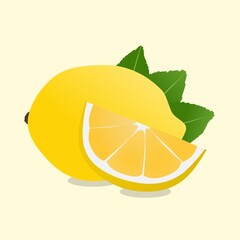 Vector illustration of Lemon fruit that contains a lot of vitamin C, suitable for children's education