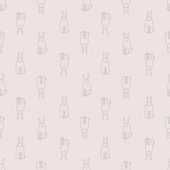 Seamless pattern with cute hand drawn bunnies. Creative childish background. Perfect for kids apparel,fabric, textile, nursery, wrapping. Vector Illustration children's pattern from the hare