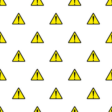 Exclamation warning sign seamless pattern background. Security signs and symbols.