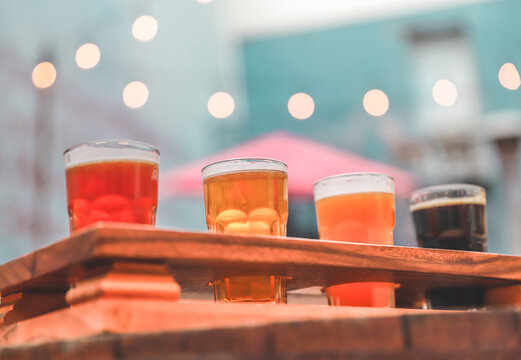A Flight of Colorful Beers