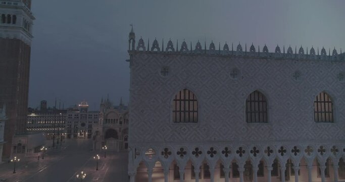 Aerial footage drone view of San Marco square in Venezia, historic building in Venezia Veneto Italy // no video editing
