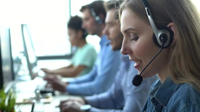 Call center and helpful customer service. Use desktop pc at computer table and phone line at modern co-working