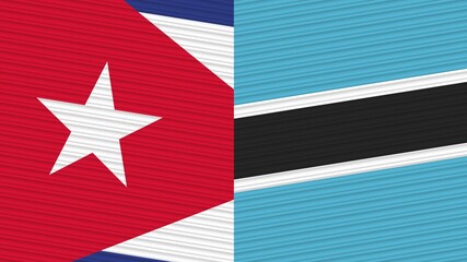Botswana and Cuba Two Half Flags Together Fabric Texture Illustration