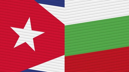 Bulgaria and Cuba Two Half Flags Together Fabric Texture Illustration