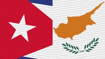 Cyprus and Cuba Two Half Flags Together Fabric Texture Illustration