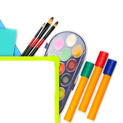 Naklejka premium school and office supplies isolated on white background. Concept: back to school.