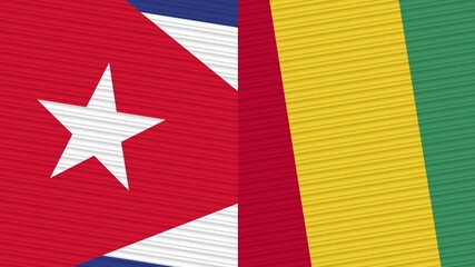 Guanea and Cuba Two Half Flags Together Fabric Texture Illustration