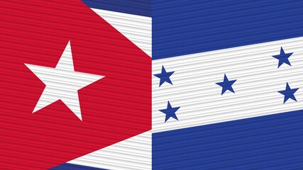 Honduras and Cuba Two Half Flags Together Fabric Texture Illustration