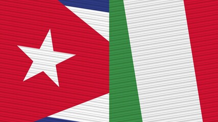 Italy and Cuba Two Half Flags Together Fabric Texture Illustration