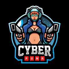 Cyber punk mascot. esport logo design
