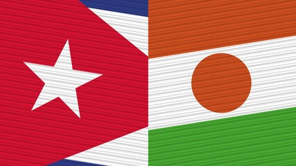 Niger and Cuba Two Half Flags Together Fabric Texture Illustration