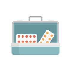 Pills hand bag icon flat isolated vector