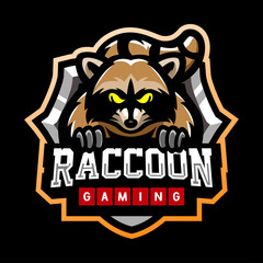 Raccoon mascot esport logo design © REYYARTS