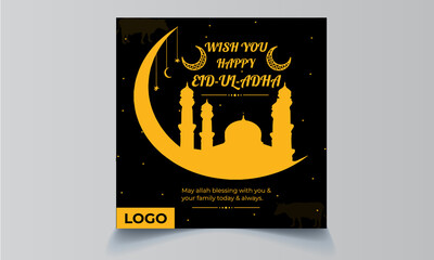 Muslim Holiday Eid Al-Adha Social Media Post Template Design