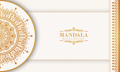 Luxury mandala background with golden arabesque pattern Arabic Islamic east style. Decorative mandala for print, poster, cover, brochure, flyer, banner, and your desired ideas. Mandala for Henna.