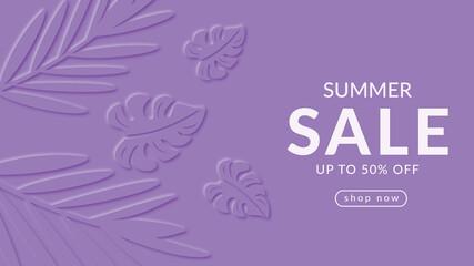Modern summer purple background. Vector design. Summer sale banner.