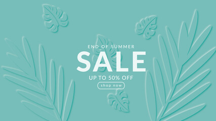 Green summer  background for sale banner. Vector illustration.