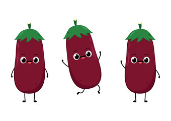 Eggplant on white background. Eggplant character design.