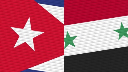 Syria and Cuba Two Half Flags Together Fabric Texture Illustration
