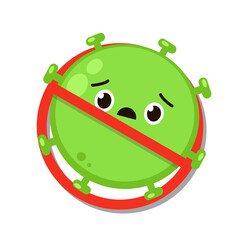 Bacteria cartoon vector. Covid-19. Coronavirus stop sign. Coronavirus is crossed out with red STOP sign. Virus corona vectors.