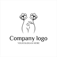 creative simple logo design women flower